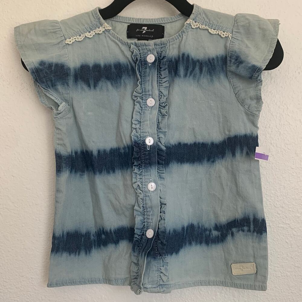 5/$25‎ NEW 7 for all Mankind Flutter Sleeve Top in Blue